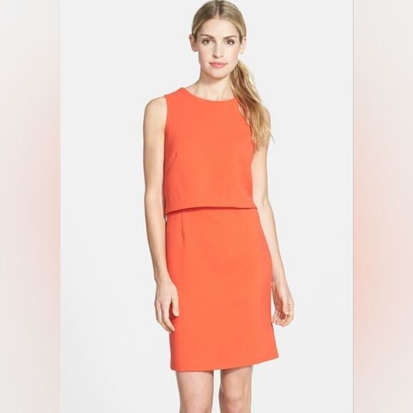 Eliza J Nordstrom Red Crepe Popover Sleeveless Mini Dress Size 8 NWT - Picture 1 of 12